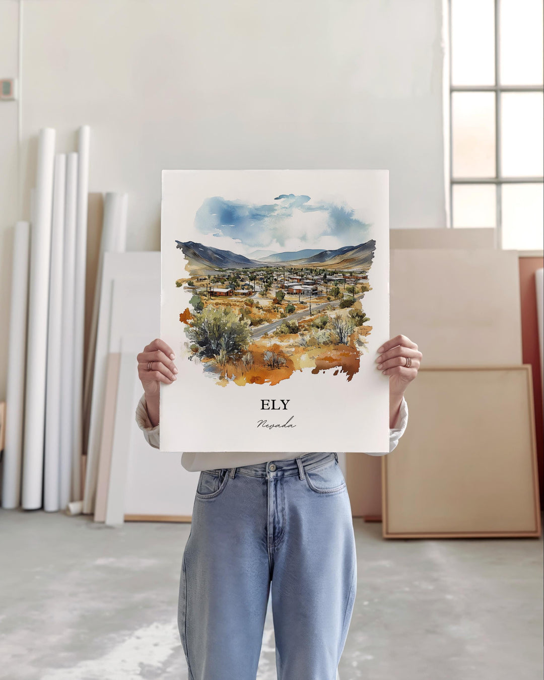 Ely Nevada Wall Art, Ely NV Print, Nevada Watercolor Art, White Pine County Nevada Gift, Travel Print, Travel Poster, Housewarming Gift
