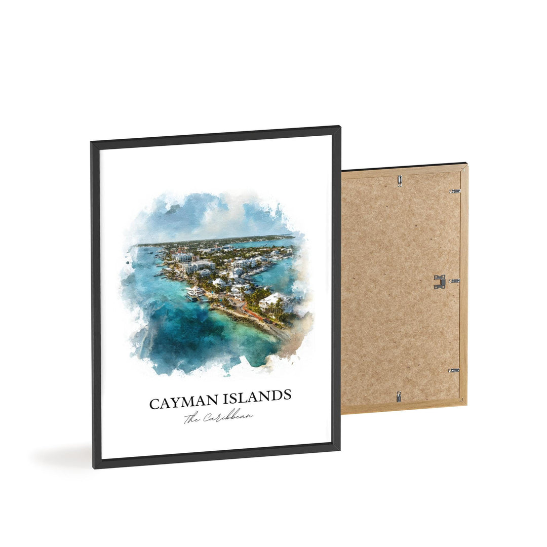 Cayman Islands Wall Art, Caribbean Print, Cayman Islands Watercolor, Cayman Islands Gift, Travel Print, Travel Poster, Housewarming Gift