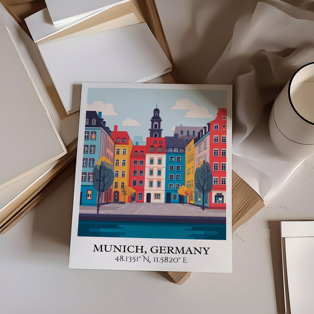 Munich Art, Munich Retro Travel Art, Munich Home Decor, Munich Gift, Munich Germany Travel Art, Travel Prints, Housewarming Gift