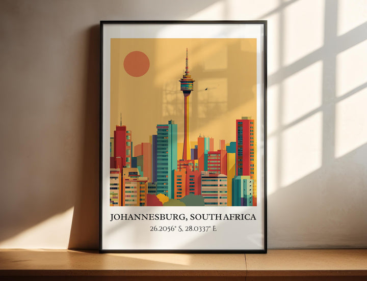 Johannesburg Art, Johannesburg Retro Travel Art, South Africa Decor, Johannesburg Gift, South Africa Art, Travel Prints, Housewarming Gift