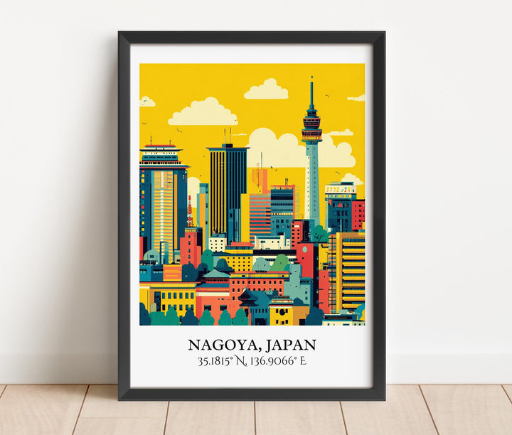 Nagoya Japan Art, Nagoya Retro Travel Art, Nagoya Home Decor, Nagoya Japan Gift, Japan Travel Art, Travel Prints, Housewarming Gift