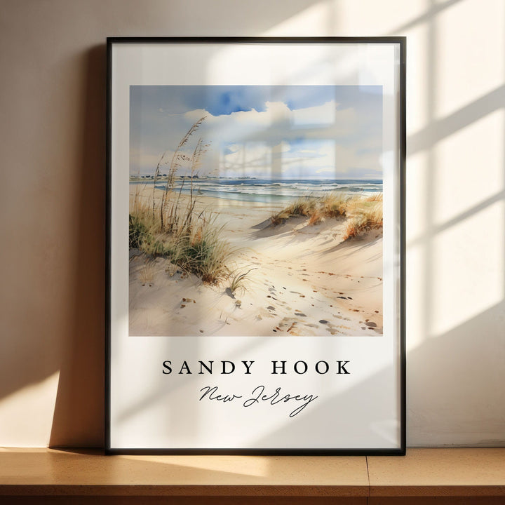 Sandy Hook traditional travel art - New Jersey, Sandy Hook print, Wedding gift, Birthday present, Custom Text, Personalized Gift