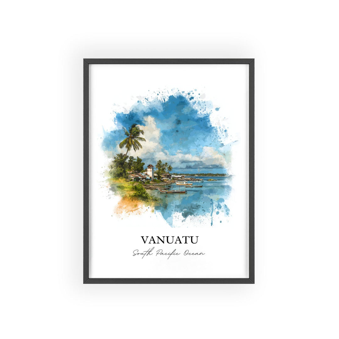 Vanuatu Wall Art, Vanuatu Print, Vanuatu Watercolor Art, Vanuatu Island Gift, Travel Print, Travel Poster, Housewarming Gift