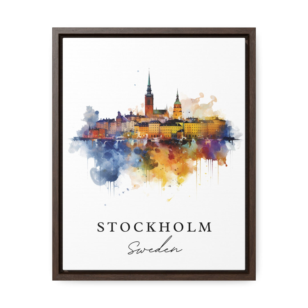 Stockholm traditional travel art - Sweden, Stockholm poster, Wedding gift, Birthday present, Custom Text, Personalised Gift