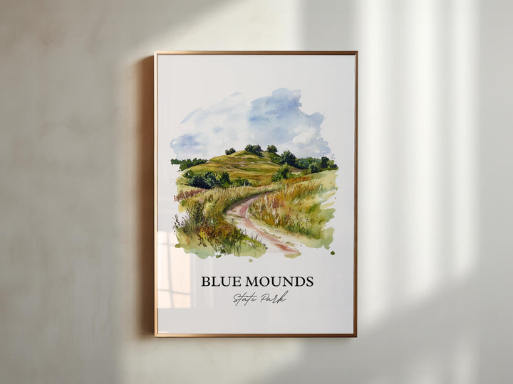 Blue Mounds State Park Wall Art, Luverne MN Print, Minnesota Watercolor Art, Luverne MN Gift, Travel Print, Travel Poster, Housewarming Gift