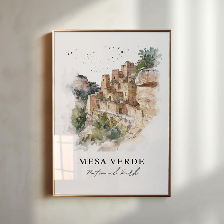 Mesa Verde Wall Art, Mesa Verde Print, Montezuma County Watercolor, Mesa Verde CO Gift,