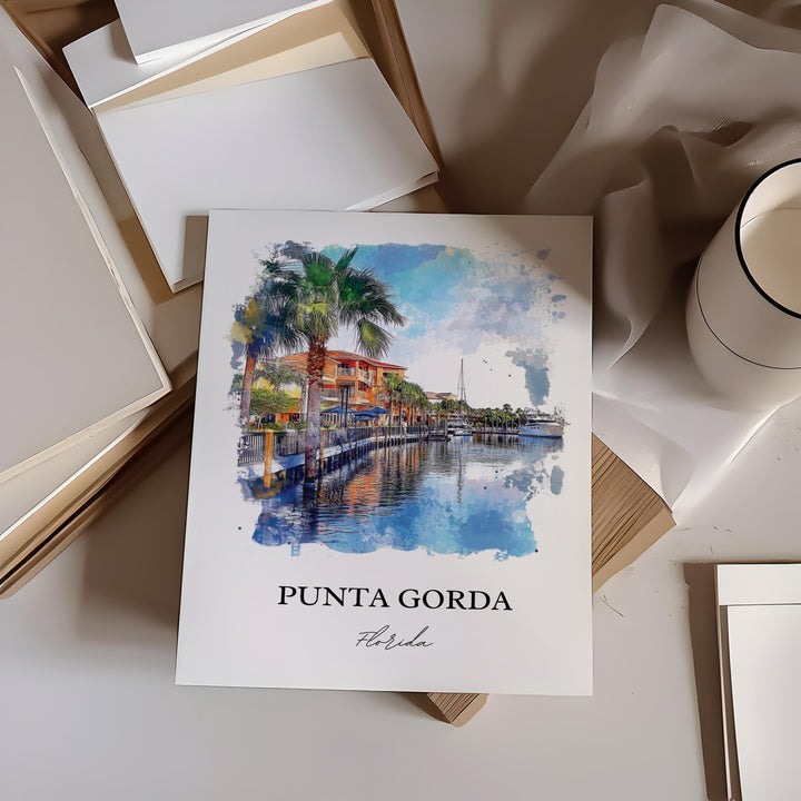 Punta Gorda Wall Art, Punta Gorda Print, Charlotte County Artwork, Punta Gorda Florida Gift, Travel Print, Travel Poster, Housewarming Gift