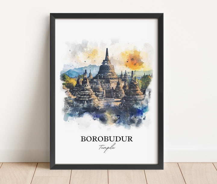 Borobudur Temple, Indonesia – Watercolor Art Print