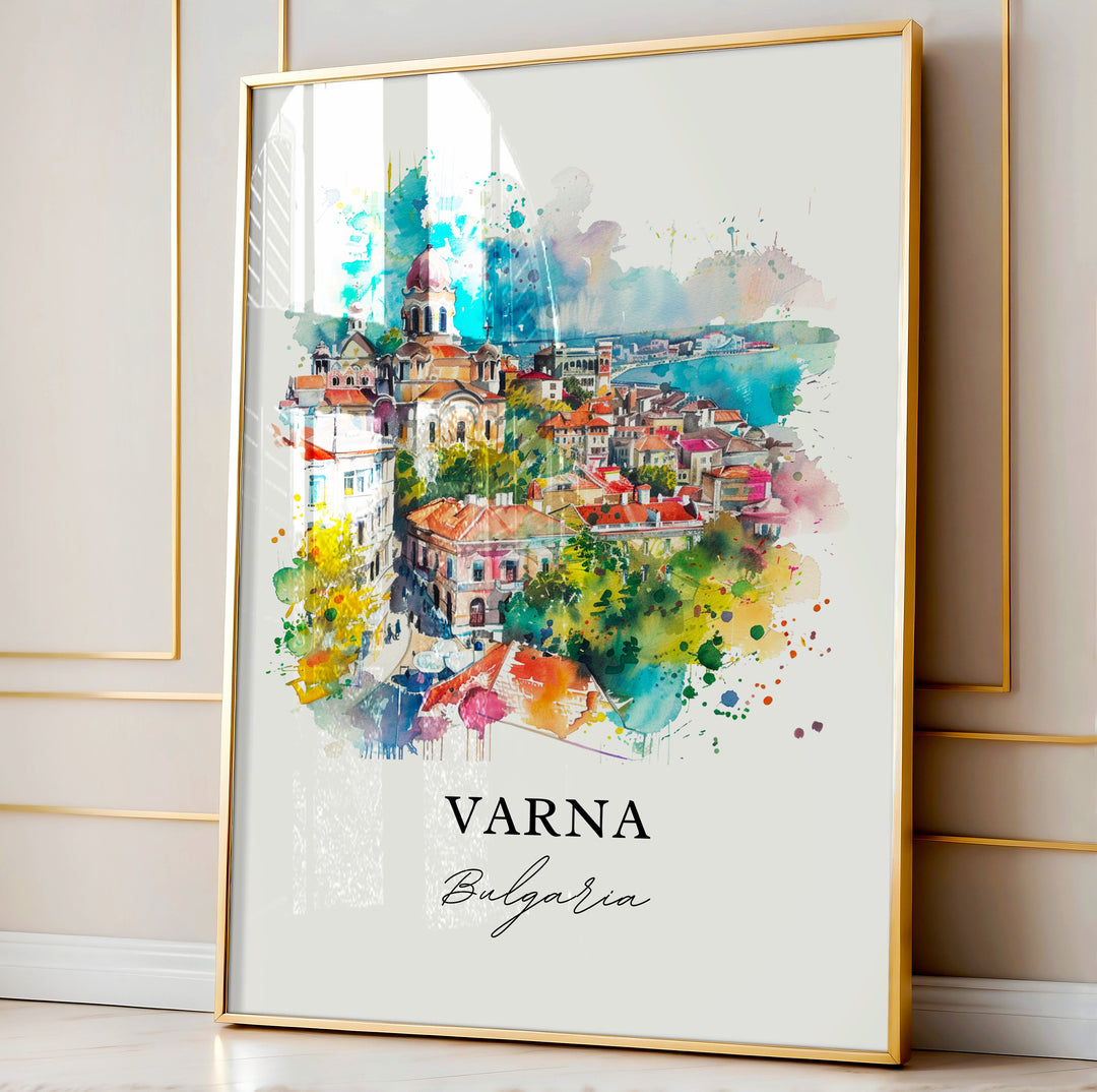 Varna Wall Art, Varna Bulgaria Print, Varna Watercolor, Golden Sands Bulgaria Gift,