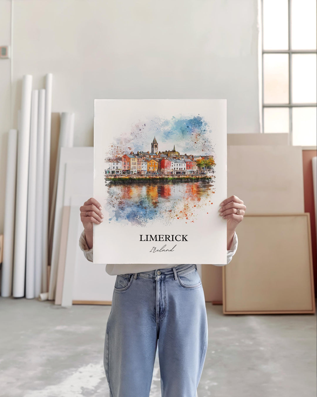 Limerick Wall Art, Munster Province Print, Ireland Watercolor Art, Limerick Ireland Gift, Travel Print, Travel Poster, Housewarming Gift