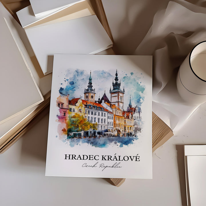 Hradec Kralove Wall Art, Czechia Print, Czech Republic Watercolor, Hradec Kralove Gift, Travel Print, Travel Poster, Housewarming Gift
