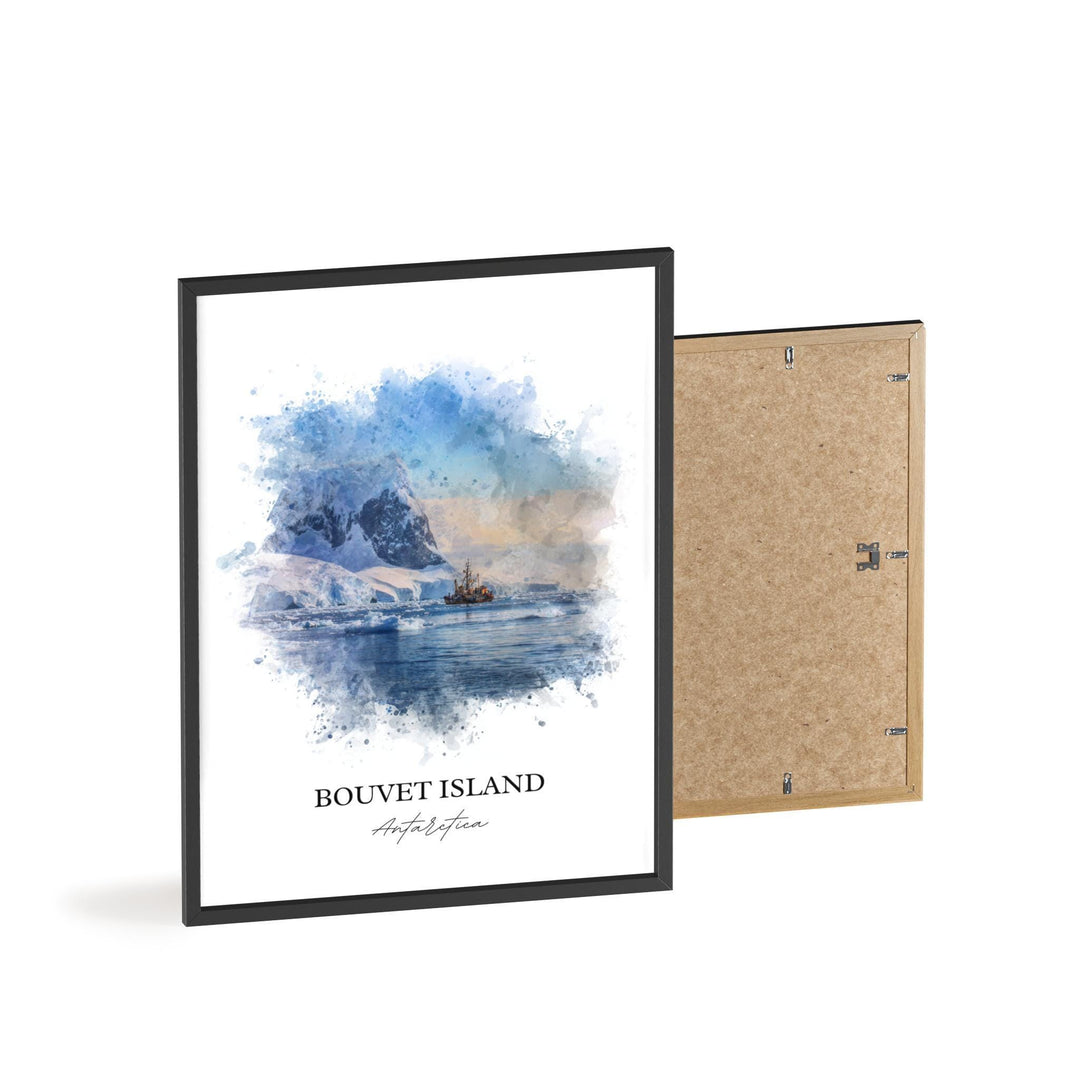 Bouvet Island Wall Art, Antarctica Print, Antarctica Watercolor Art, Bouvet Island Gift, Travel Print, Travel Poster, Housewarming Gift