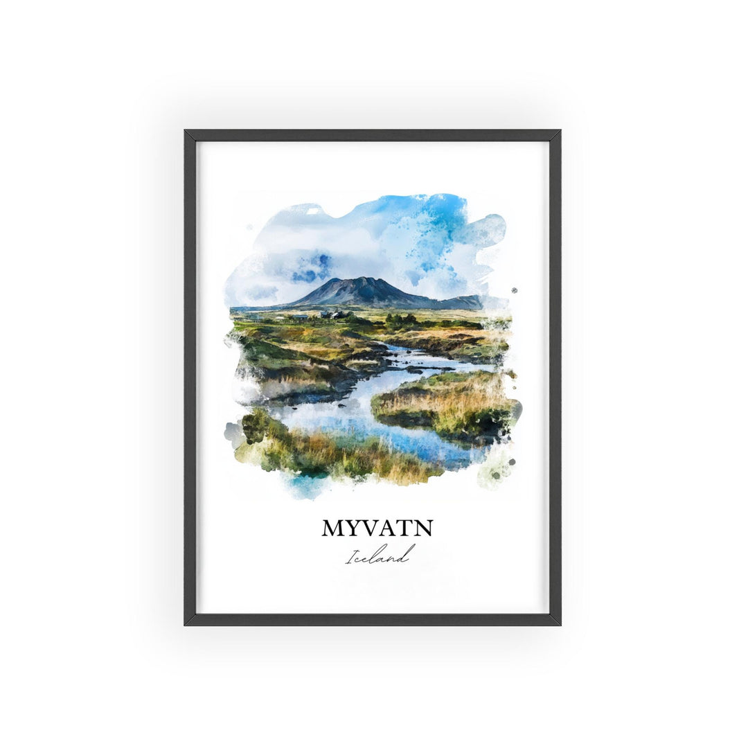 Myvatn Wall Art, Mývatn Baths Print, Iceland Watercolor Art, Myvatn Gift, Travel Print, Travel Poster, Housewarming Gift