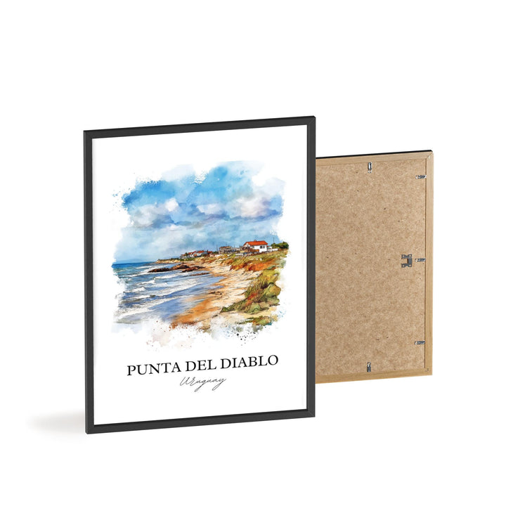Punta del Diablo Wall Art, Pescadores Beach Print, Uruguay Watercolor, Punta del Diablo Gift, Travel Print, Travel Poster, Housewarming Gift
