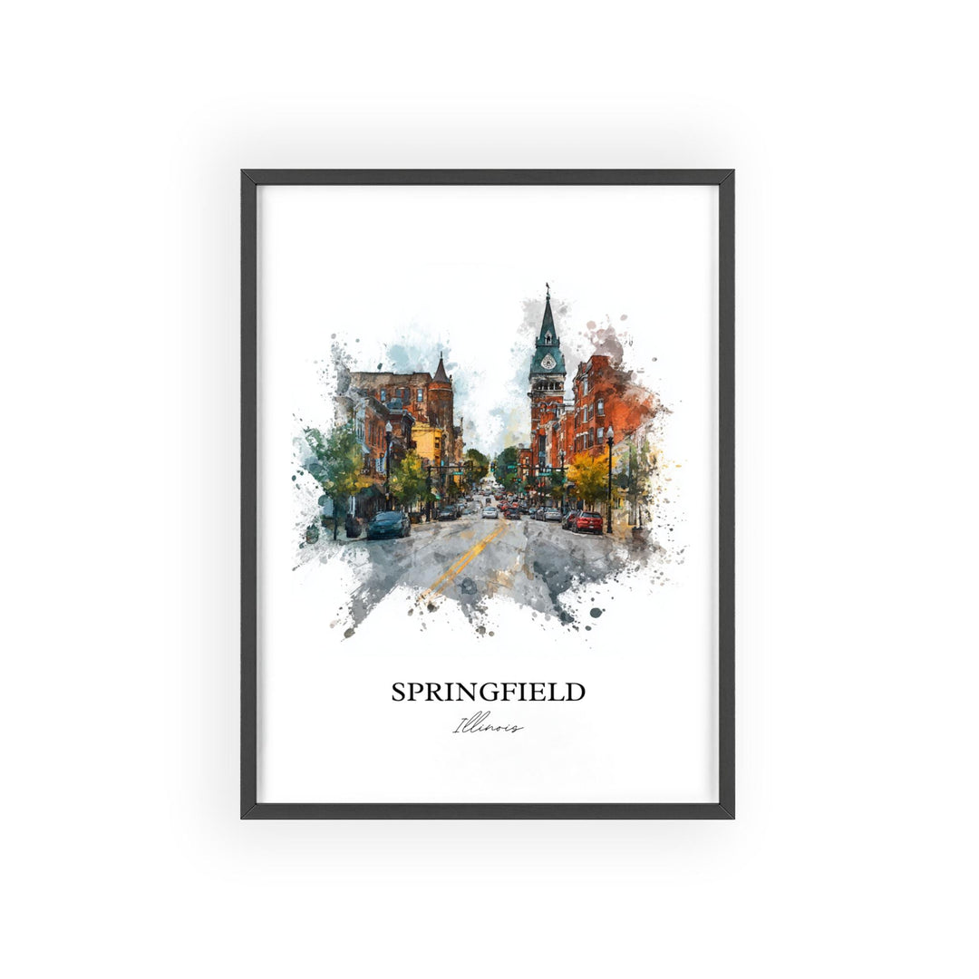 Springfield, Illinois – Watercolor Art Print