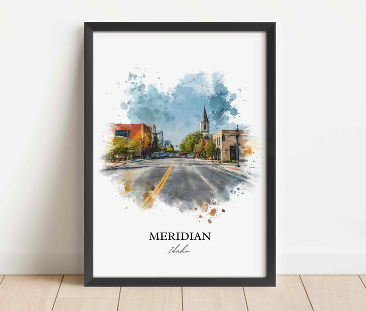Meridian, Idaho Wall Art, Idaho Print, Idaho Watercolor Art, Meridian Idaho Gift, Travel Print, Travel Poster, Housewarming Gift