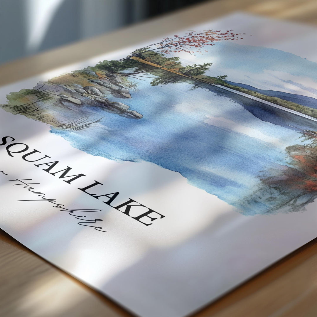 Squam Lake NH Art, New Hampshire Print, White Mountains Watercolor Art, Squam Lake Gift, Travel Print, Travel Poster, Housewarming Gift