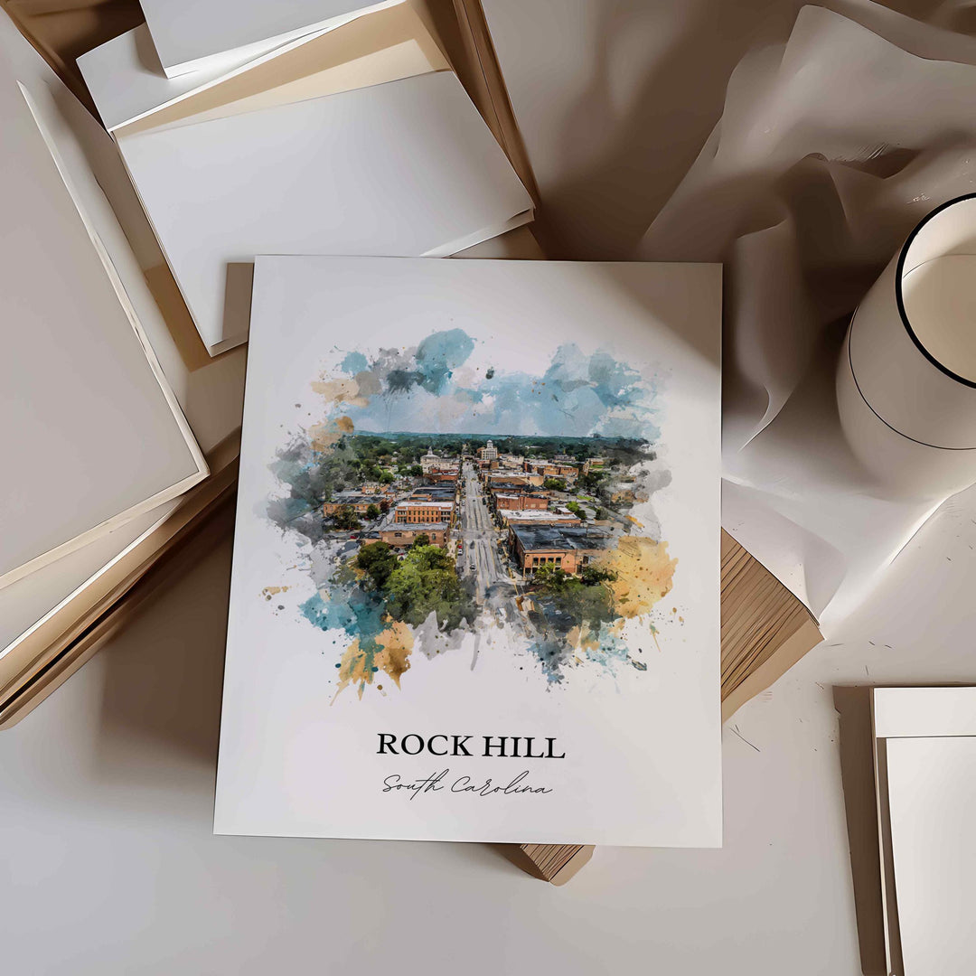 Rock Hill, South Carolina – Watercolor Art Print