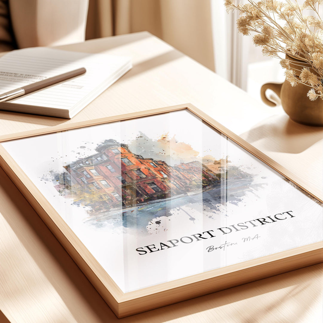 Seaport District, Boston MA – Watercolor Art Print