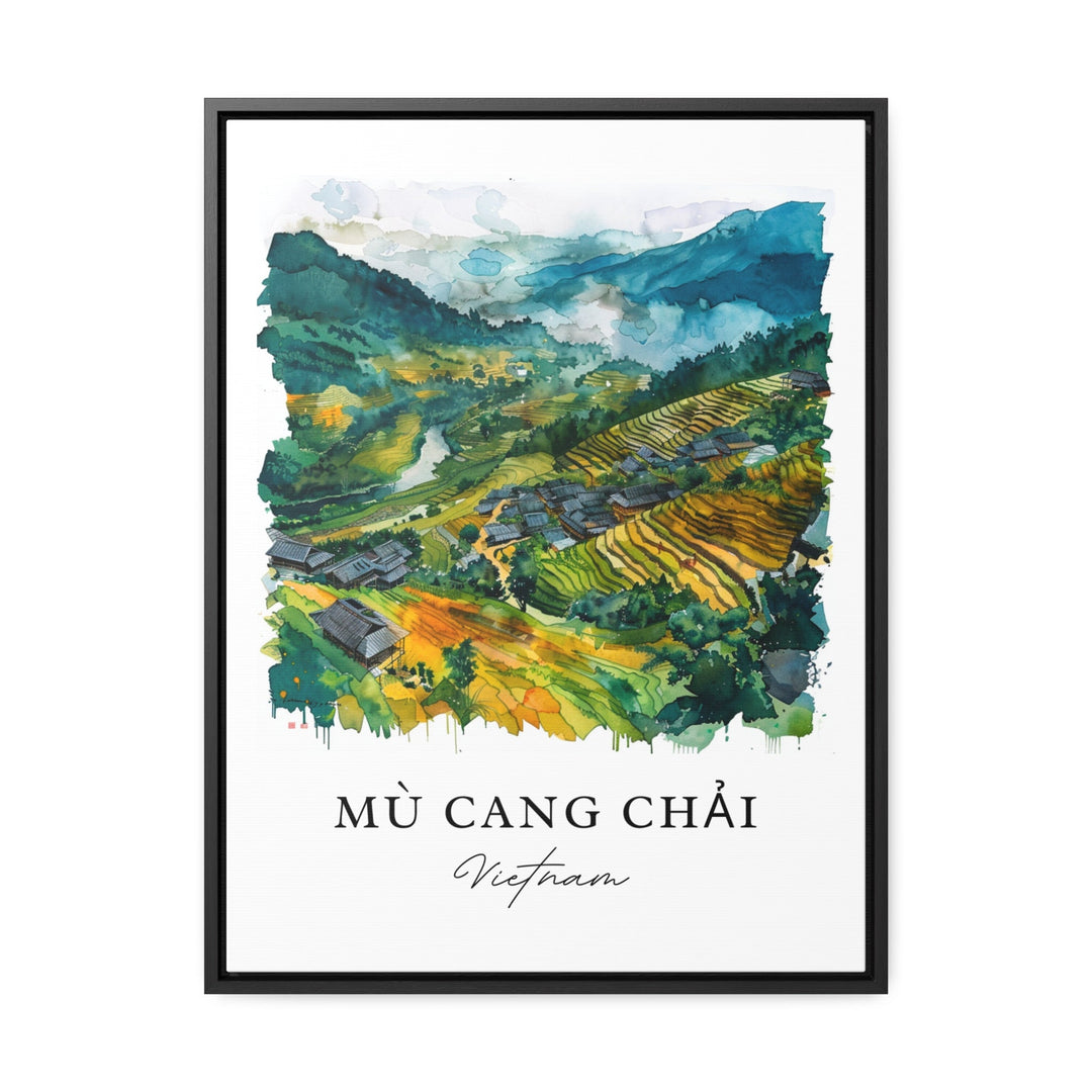 Mu Cang Chai Wall Art, Vietnam Print, Yên Bái Vietnam Watercolor, Vietnam Travel Gift,