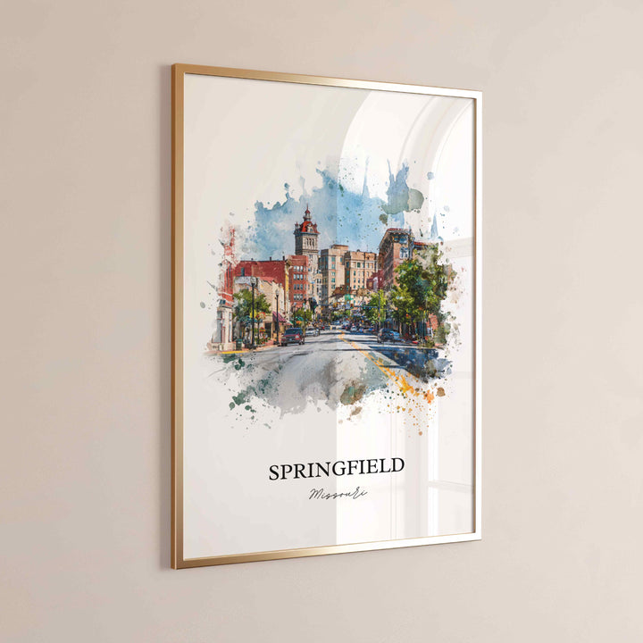 Springfield, Missouri Wall Art, Springfield Print, Missouri Watercolor Art, Missouri Gift, Travel Print, Travel Poster, Housewarming Gift