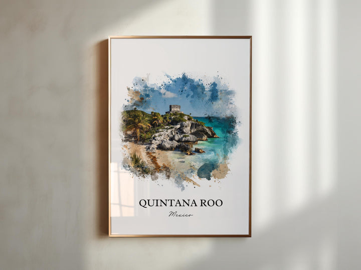Quintana Roo Wall Art, Quintana Roo Print, Mexico Watercolor Art, Quintana Roo Gift, Mexico Travel Print, Travel Poster, Housewarming Gift