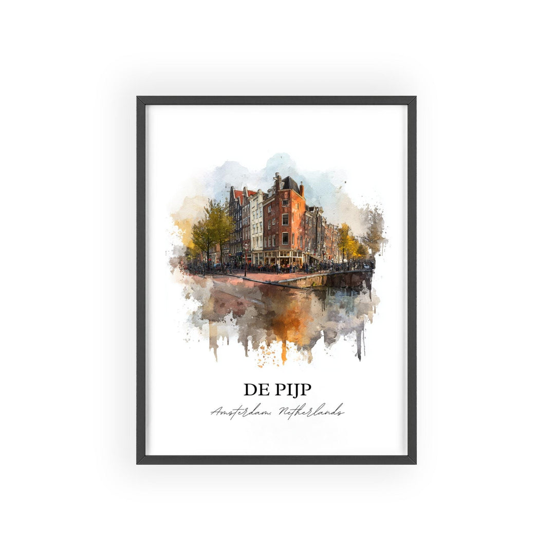 De Pijp Wall Art, Amsterdam Print, Amsterdam Watercolor Art, Amsterdam NLD Gift, Netherlands Travel Print, Travel Poster, Housewarming Gift