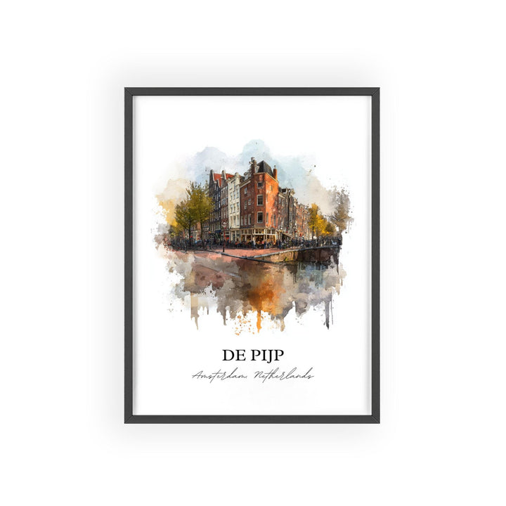 De Pijp Wall Art, Amsterdam Print, Amsterdam Watercolor Art, Amsterdam NLD Gift, Netherlands Travel Print, Travel Poster, Housewarming Gift