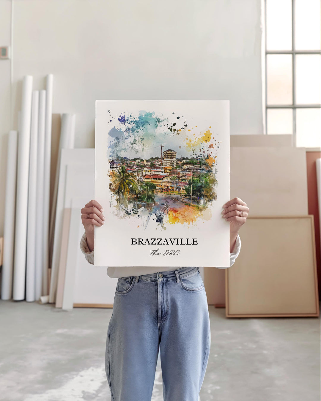 Brazzaville Wall Art, Brazzaville Print, DRC Watercolor Art, Brazzaville DRC Gift, Travel Print, Travel Poster, Housewarming Gift