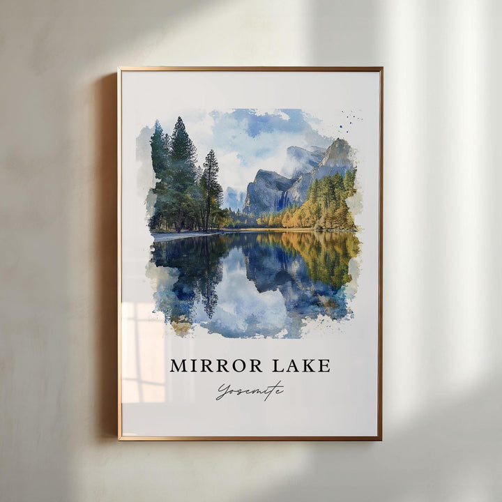 Mirror Lake, Yosemite National Park, USA – Watercolor Art Print