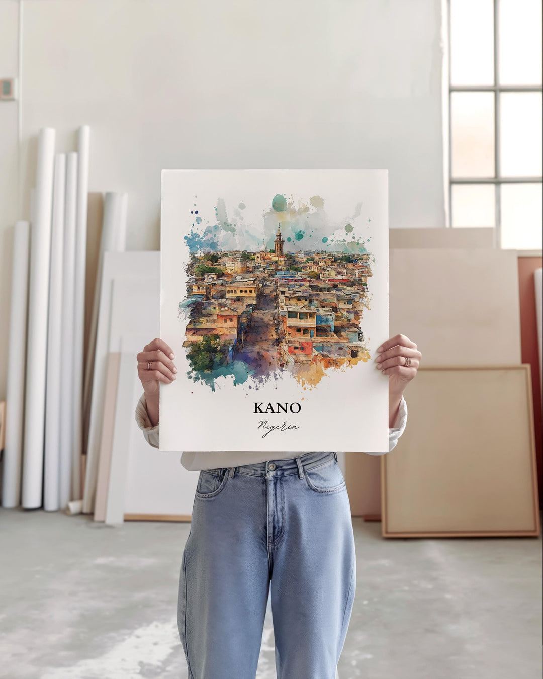 Kano Nigeria Wall Art, Kano Print, Nigeria Watercolor Art, Kano Nigeria Gift, Travel Print, Travel Poster, Housewarming Gift
