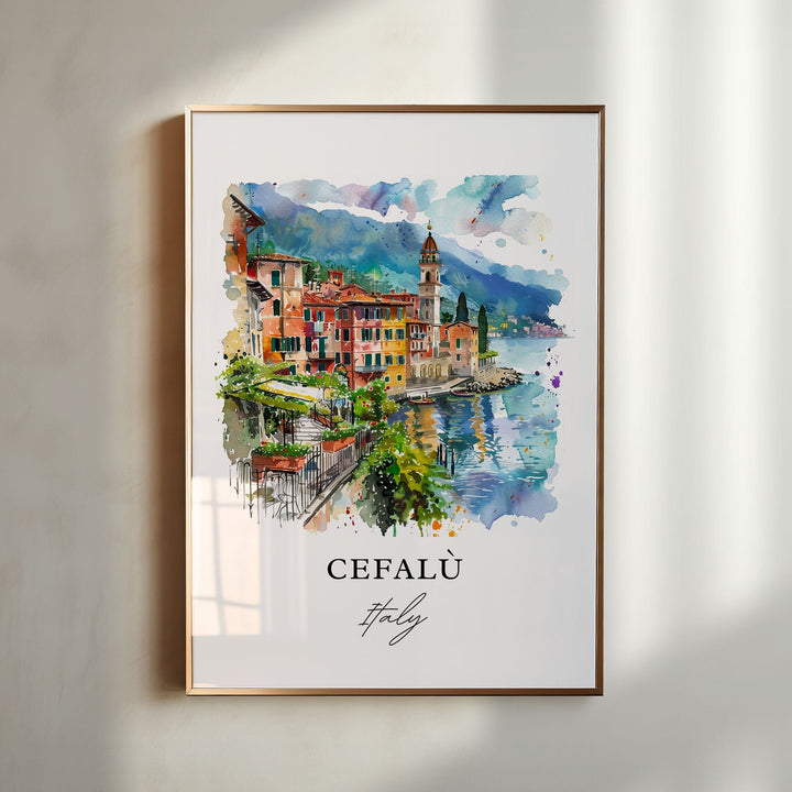 Cefalù Italy Wall Art, Cefalù Print, Cefalù Sardinia Watercolor, Cefalù Italy Gift,