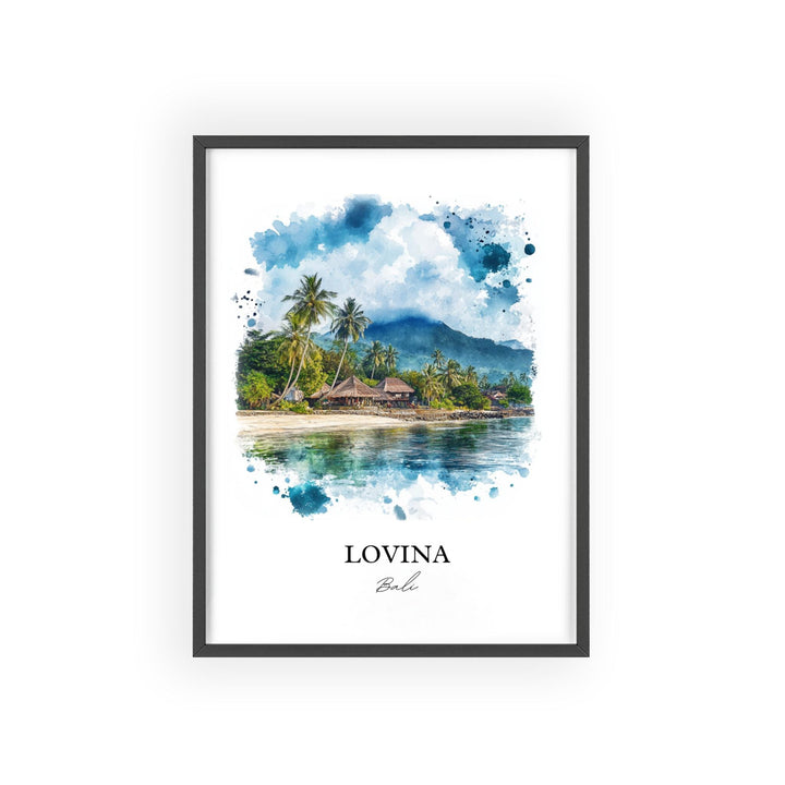 Lovina Bali Wall Art, Lovina Beach Print, Bali Watercolor Art, Lovina Bali Gift, Travel Print, Travel Poster, Housewarming Gift
