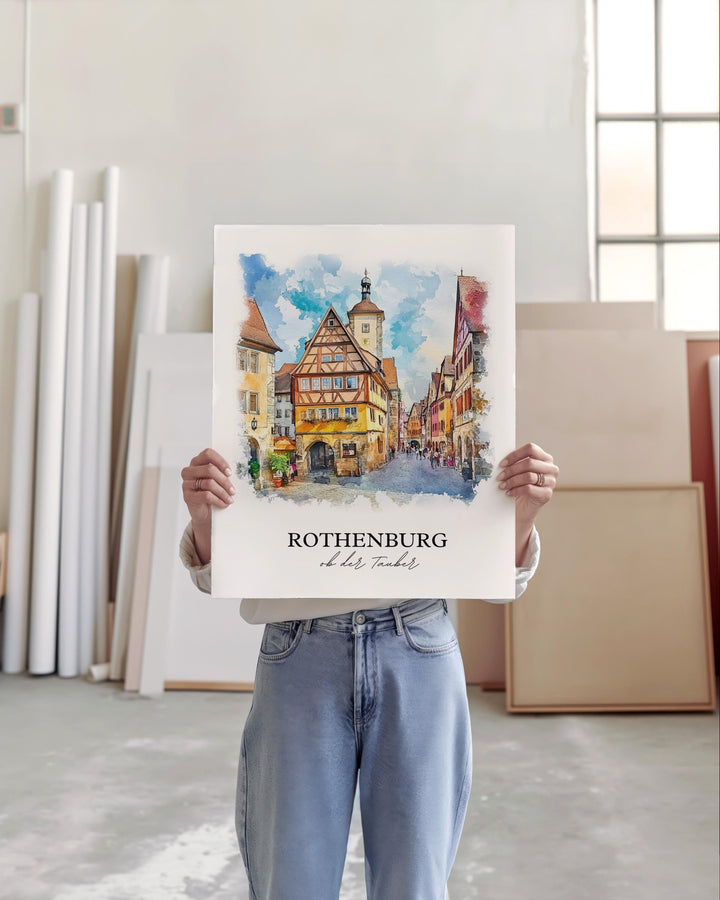 Rothenburg ob der Tauber Art, Bavaria Print, Germany Watercolor Art, Bavaria Region Gift, Travel Print, Travel Poster, Housewarming Gift