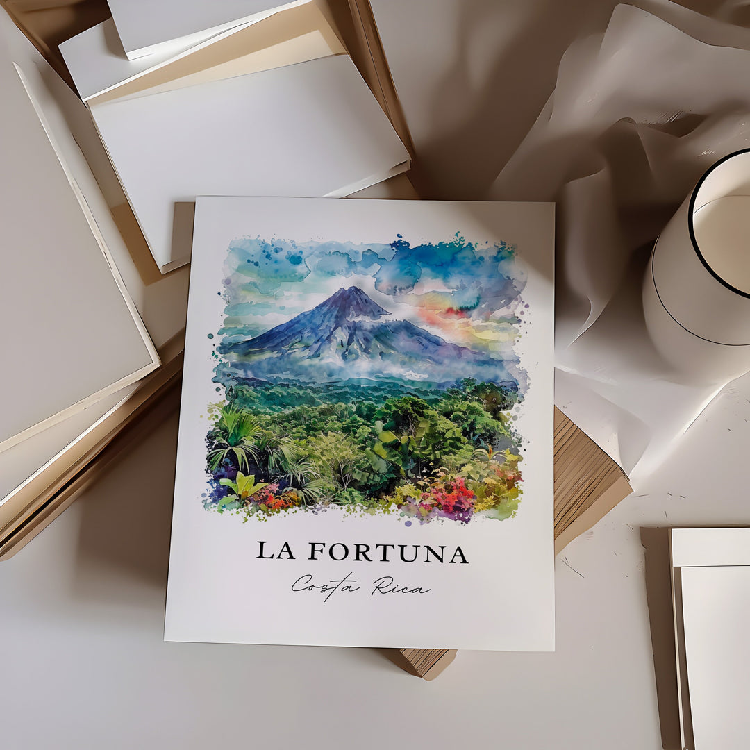 La Fortuna, Costa Rica – Watercolor Art Print