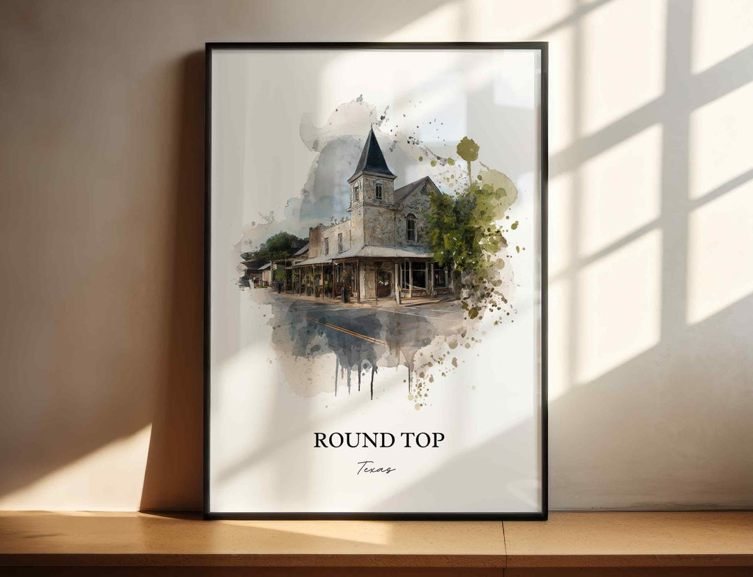 Round Top, TX – Watercolor Art Print