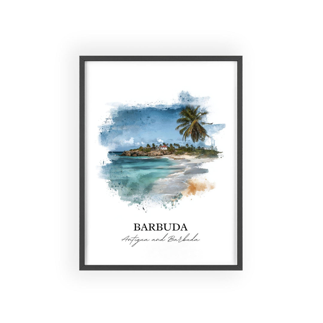 Barbuda Wall Art, Barbuda Print, Barbuda Watercolor Art, Antigua and Barbuda Gift, Barbuda Travel Print, Travel Poster, Housewarming Gift