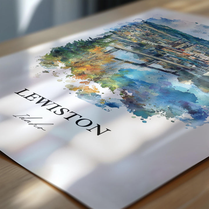 Lewiston Idaho Wall Art, Lewiston ID Print, Idaho Watercolor Art, Nez Perce County Gift, Travel Print, Travel Poster, Housewarming Gift