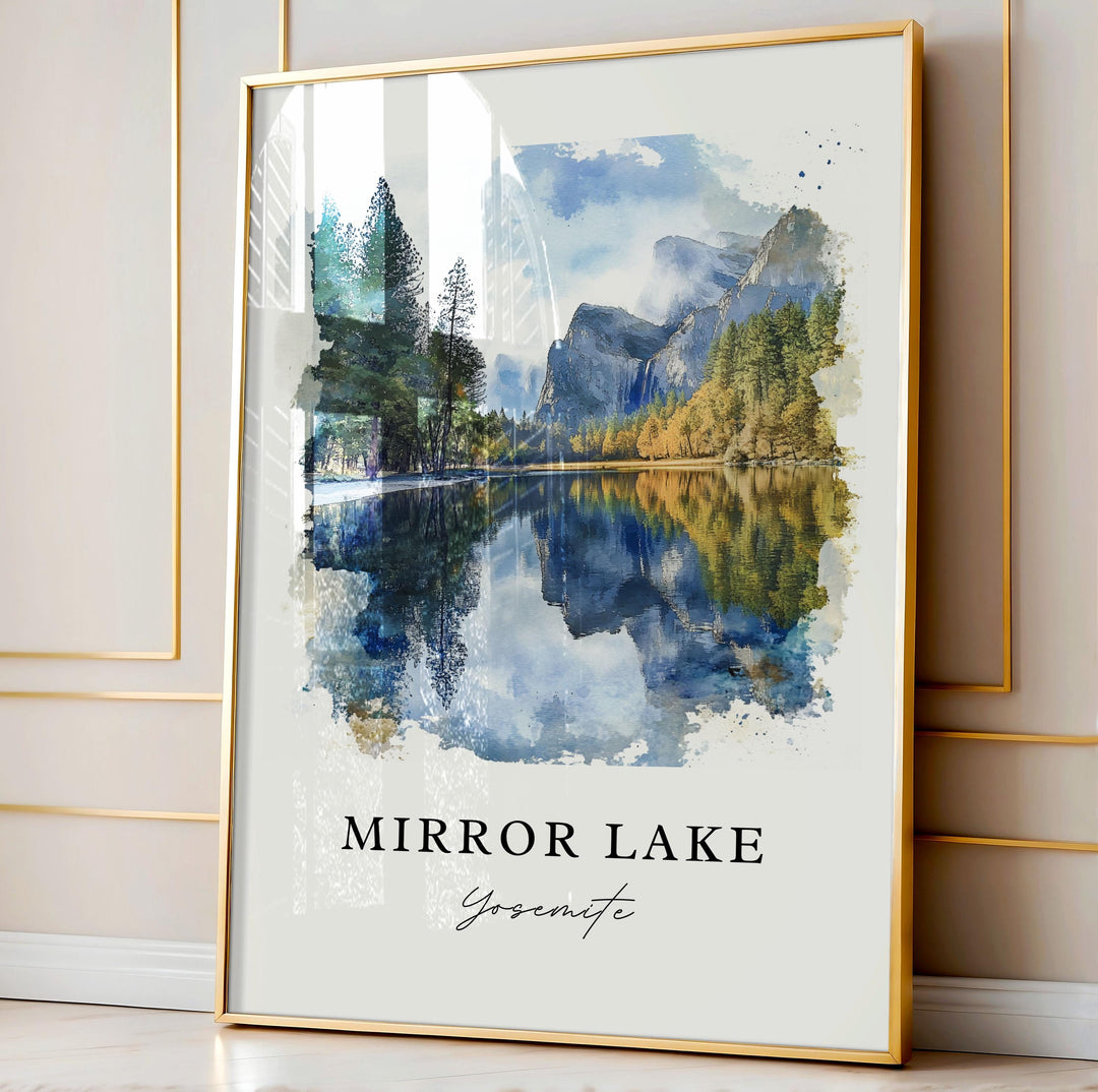 Mirror Lake, Yosemite National Park, USA – Watercolor Art Print