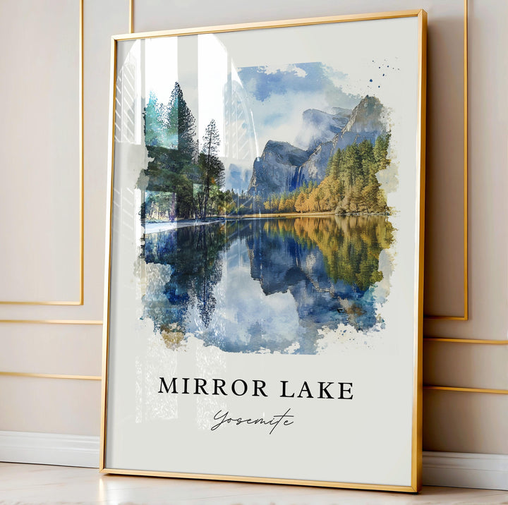 Mirror Lake, Yosemite National Park, USA – Watercolor Art Print