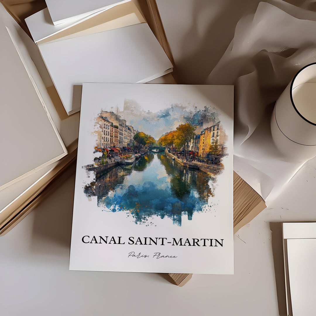 Canal Saint-Martin, France – Watercolor Art Print