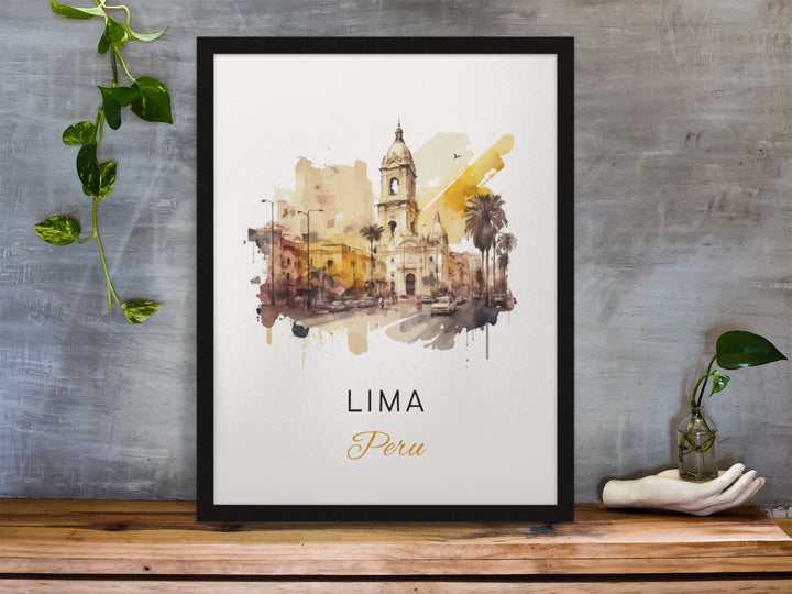 Lima traditional travel art - Peru, Lima poster, Wedding gift, Birthday present, Custom Text, Personalised Gift