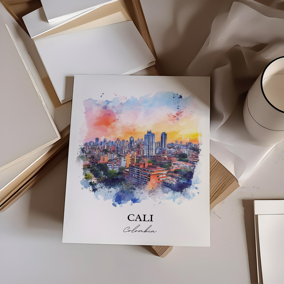 Cali Colombia Wall Art, Bogotá Print, Colombia Watercolor Art, Cali Colombia Gift, Travel Print, Travel Poster, Housewarming Gift