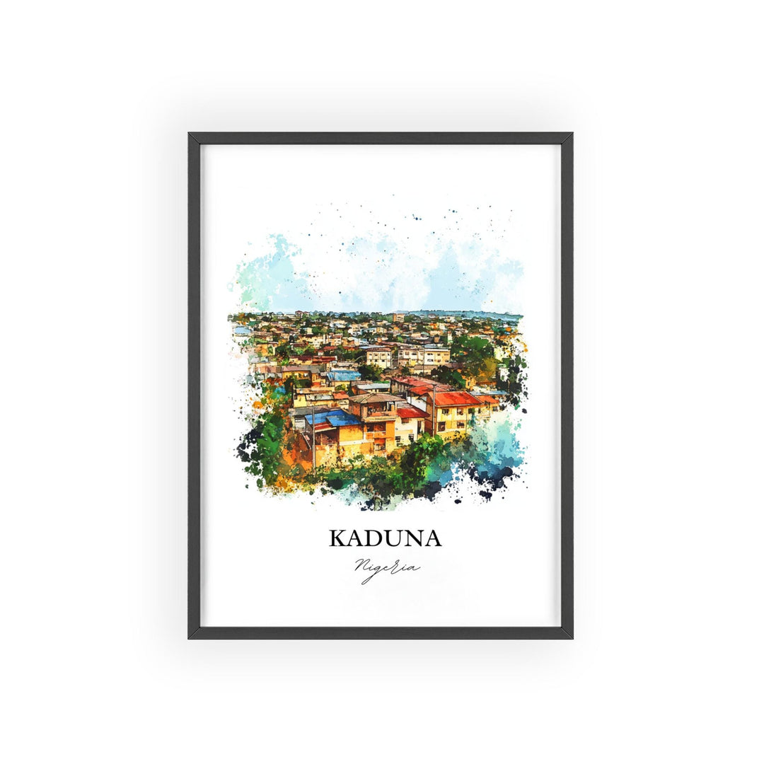 Kaduna Wall Art, Northern Nigeria Print, Nigeria Watercolor Art, Kaduna Nigeria Gift, Travel Print, Travel Poster, Housewarming Gift
