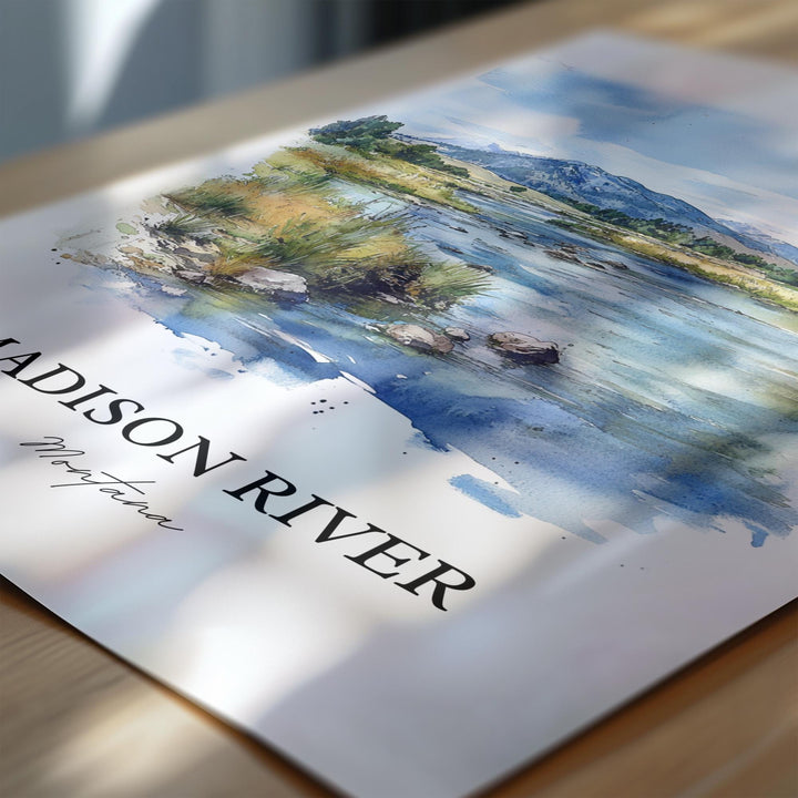 Madison River Wall Art, Three Forks MT Print, Montana Watercolor Art, Madison River MT Gift, Travel Print, Travel Poster, Housewarming Gift