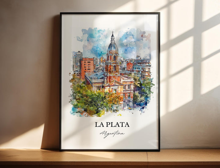 La Plata Argentina Wall Art, Buenos Aires Print, Argentina Watercolor Art, La Plata Gift, Travel Print, Travel Poster, Housewarming Gift