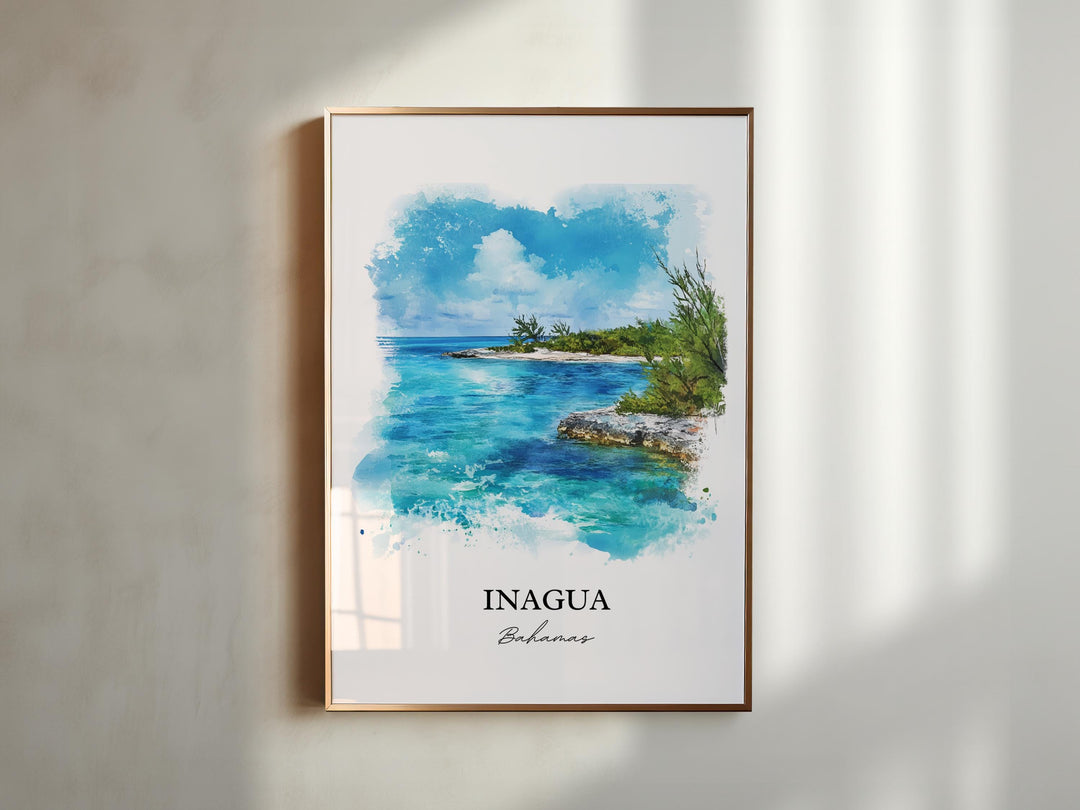 Inagua Bahamas Wall Art, Great Inagua Print, Bahamas Watercolor Art, Inagua Bahamas Gift, Travel Print, Travel Poster, Housewarming Gift