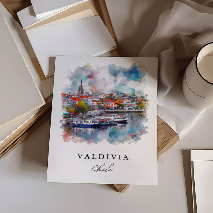 Valdivia Chile wall art - Chile, Valdivia print, Valdivia Wedding gift, Southern Chile Birthday present, Custom Text, Perfect Gift