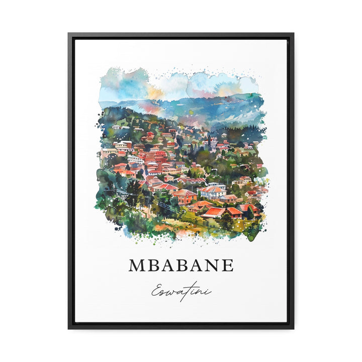 Mbabane Wall Art, Mbabane Print, Swaziland Watercolor, Eswatini Art Gift,