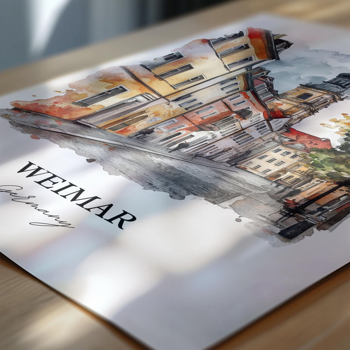 Weimar Germany Wall Art, Weimar Print, Germany Watercolor Art, Thuringia Gift, Travel Print, Travel Poster, Housewarming Gift